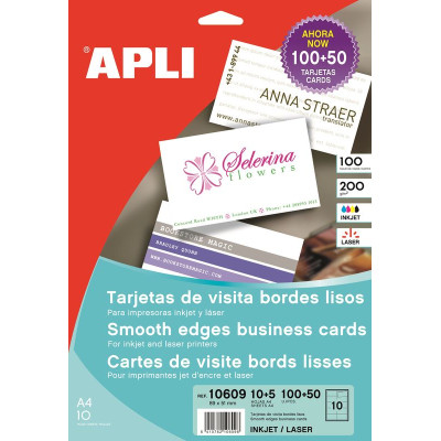 CARTES VISITE BORDS LISSES 15F 200g