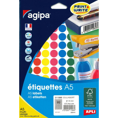 ETUI A5 672 Etiquettes COUL/ASSOR MM15