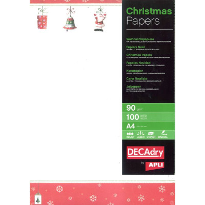 B.PAPIER NOEL THEME ROUGE 90G.100HOB