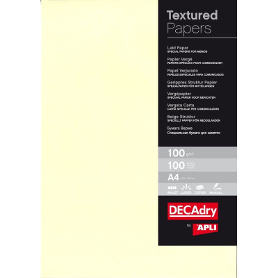 PACK 100F A4 PAPIER VERGE CREME 100G