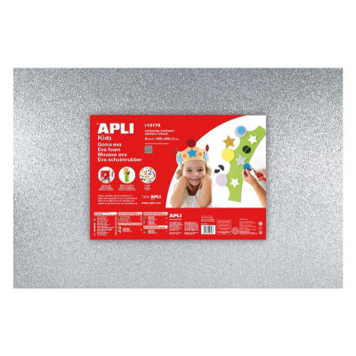 MOUSSE EVA ARGENT PAILLET 400X600X2MM 1F
