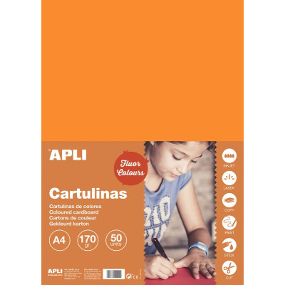 SACH. CARTON 170G A4 50F ORANGE FLUO