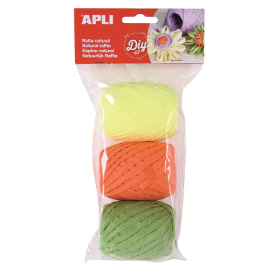 SACH 3 PELOTES RAPHIA 30M TONS FLUO