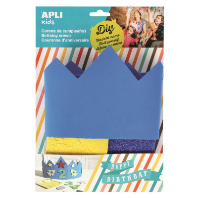 P.ANNIVERSAIRE COURONNE MOUSSE-BLEU 1U