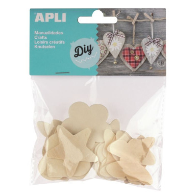 FORMES EN BOIS COEURS&FLEURS&ETOILES 24OB
