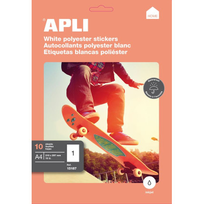 Etiquettes INKJET  POLYESTER BLANC  210x297 10F