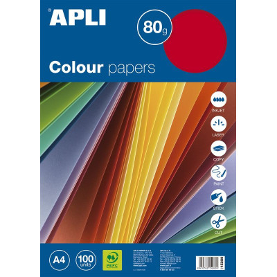 PAPIER COULEURS FLUOS ASSORT.A4 80G.100F