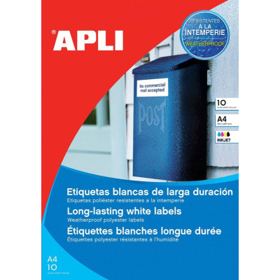 Etiquettes INKJET POLYESTER BLC 63,5 x 33,9 10F