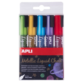 CRAIE LIQ EFFACABLE MÉTALLIQUE 5,5MM 5U.