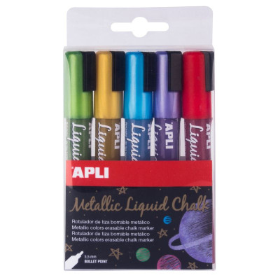 CRAIE LIQ EFFACABLE MÉTALLIQUE 5,5MM 5U.