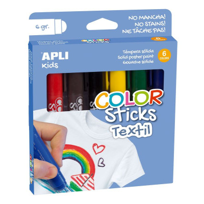 Pochette 6 TUB.GOUACHE SOLIDE 6G COUL TEXTIL