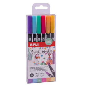 FEUTRE POINTE PINCEAU & RONDE 6U PASTEL