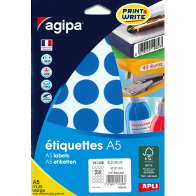 ETUI A5 240 Etiquettes BLEU DIAM 30