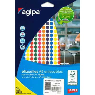 ETUI A5 1764 Etiquettes COUL/ASSOR 8MM ENL