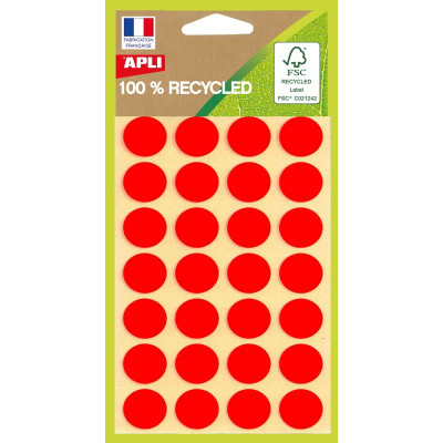Pochette. 168 Etiquettes  ROUGE DIAM15 100%RECY