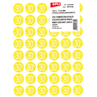 P4F 192 Etiquettes ENL REMISE -30% D24MM