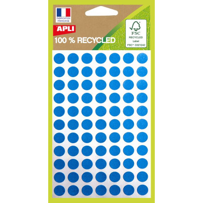 Pochette 462 Etiquettes BLEU DIAM 8 MM 100%RECY