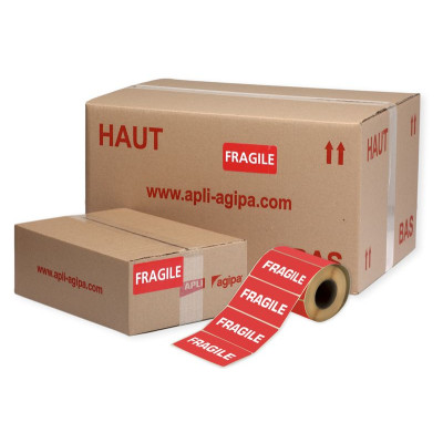 LOT 2 RL 500 Etiquettes FRAGILE  100X50MM