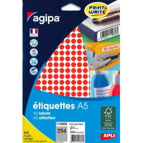 ETUI A5 2940 Etiquettes ROUGE DIAM 8