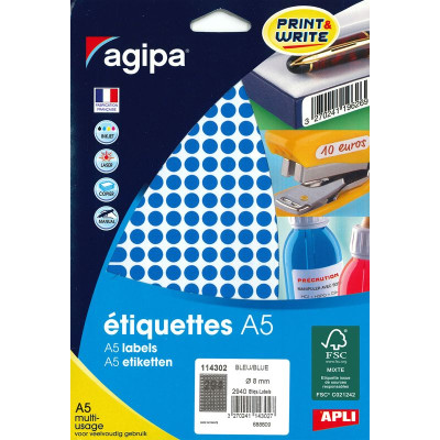 ETUI A5 2940 Etiquettes BLEU DIAM 8