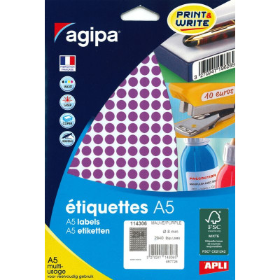 ETUI A5 2940 Etiquettes MAUVE DIAM 8OB