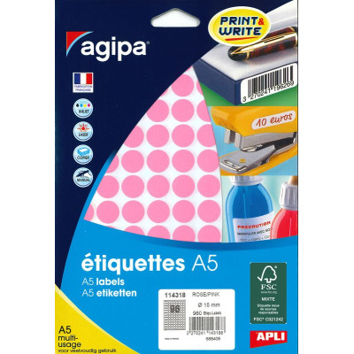 ETUI A5 960 Etiquettes ROSE DIAM 15