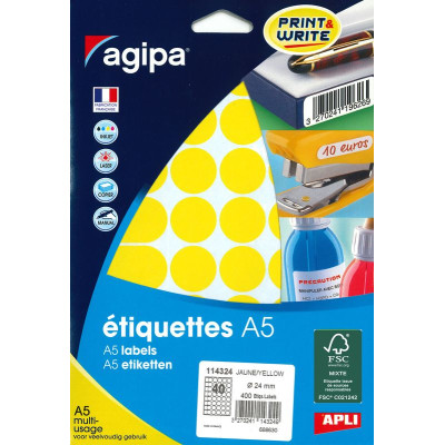 ETUI A5 400 Etiquettes JAUNE DIAM 24