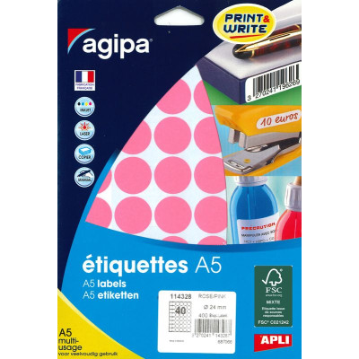 ETUI A5 400 Etiquettes ROSE DIAM 24