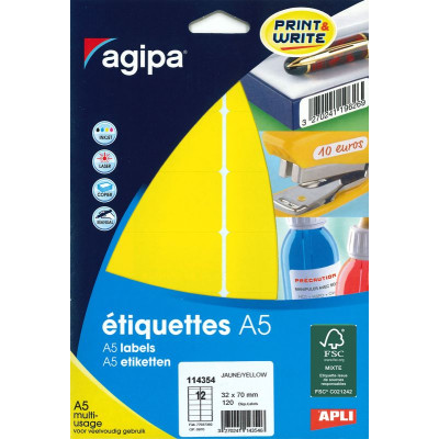 ETUI A5 120 Etiquettes JAUNE 32X70