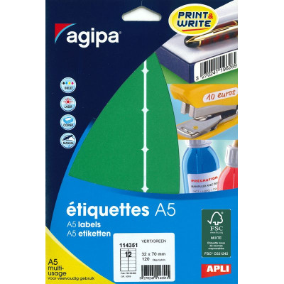 ETUI A5 120 Etiquettes VERT 32X70