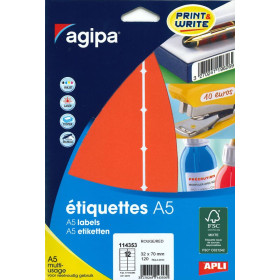 ETUI A5 120 Etiquettes ROUGE 32X70