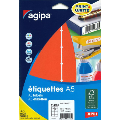 ETUI A5 120 Etiquettes ROUGE 32X70