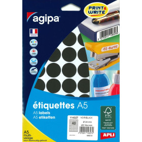 ETUI A5 400 Etiquettes NOIR DIAM 24