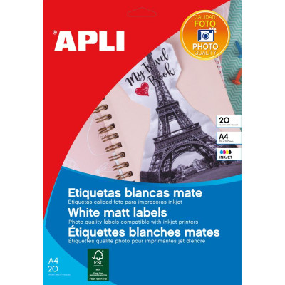 P 20A4 -20 Etiquettes PHOTO MAT210X297