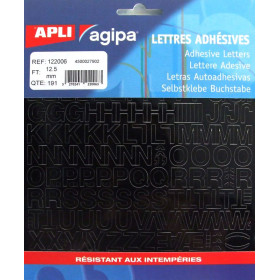Pochette 191 LET ADH NOIR 12,5 MM (sachet)