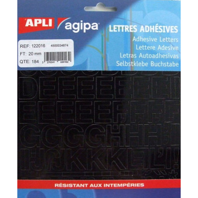 Pochette 184 LET ADH NOIR 20 MM (sachet)