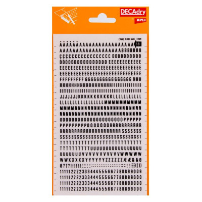 Lettres&chiffres transfert noir 4mm-1F