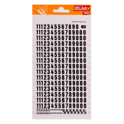 Chiffres transfert noir 8mm - 1Feuille