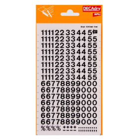 Chiffres transfert noir 8mm - 1Feuille