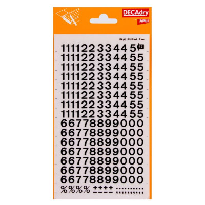 Chiffres transfert noir 8mm - 1Feuille
