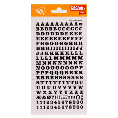 Lettres&chiffres transfert noir 6mm-1F