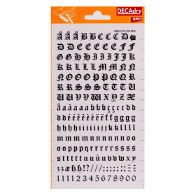 Lettres & chiffres transfert noir 8mm-1F