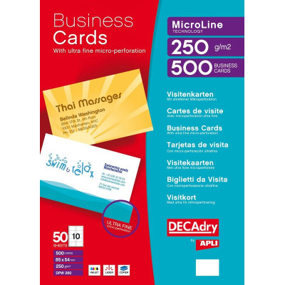 Boite 500 cartes visite BLANCHES 250g.85X54