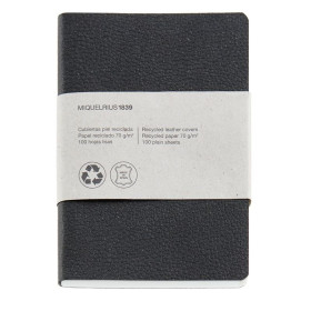CARNET CUIR RECYCLE 8º 100F LISSE NOIR OB