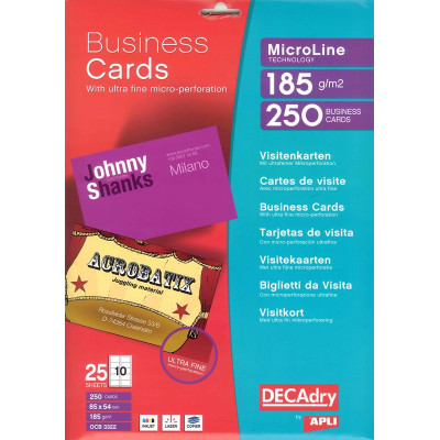 Pack 250 cartes visite BLANC 85X54
