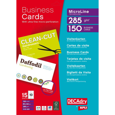 Pack 150 cartes visite 250g. BLANC 85X54