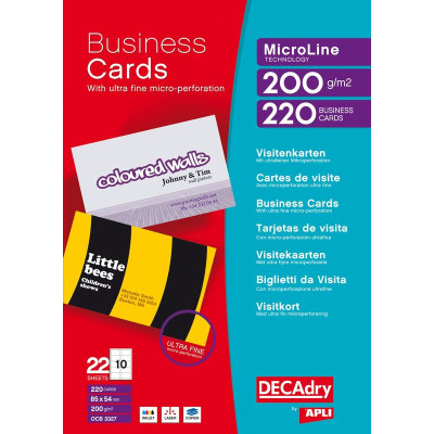 Pack 220 cartes visite 200g. BLANC 85X54