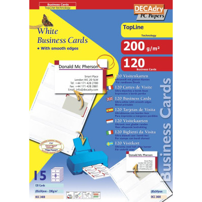 Pack 15 x 8 cartes visite BLANC  200gOB
