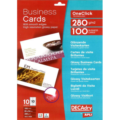 Pack 100 carte visite 1Clic Gloss inkjet