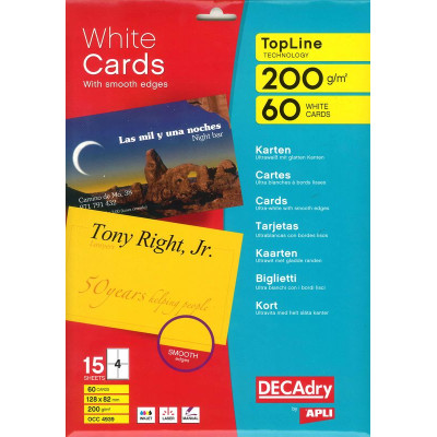 Pack 15x4 cartes 128x82mm 200g